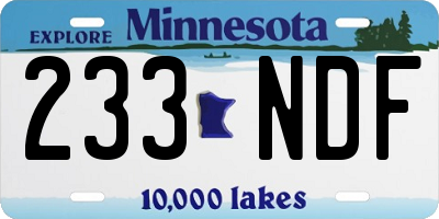 MN license plate 233NDF