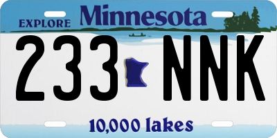 MN license plate 233NNK