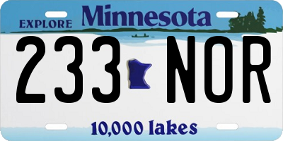 MN license plate 233NOR