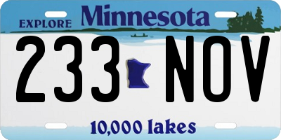 MN license plate 233NOV