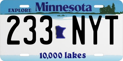 MN license plate 233NYT