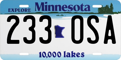 MN license plate 233OSA
