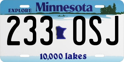 MN license plate 233OSJ