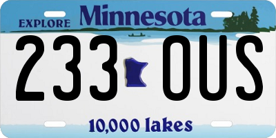 MN license plate 233OUS