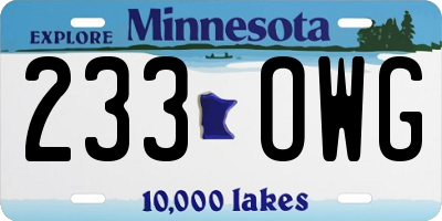 MN license plate 233OWG