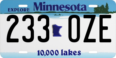 MN license plate 233OZE