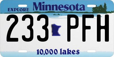 MN license plate 233PFH