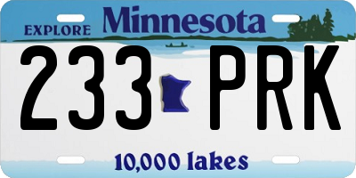 MN license plate 233PRK