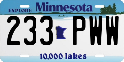 MN license plate 233PWW