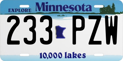 MN license plate 233PZW
