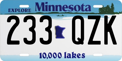 MN license plate 233QZK