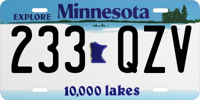 MN license plate 233QZV