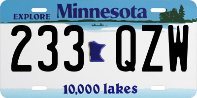 MN license plate 233QZW