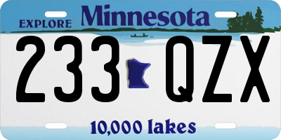 MN license plate 233QZX
