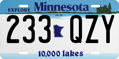 MN license plate 233QZY