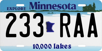 MN license plate 233RAA