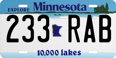 MN license plate 233RAB