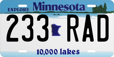 MN license plate 233RAD