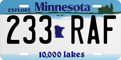 MN license plate 233RAF