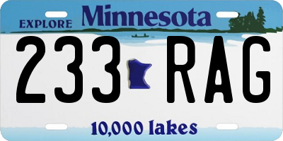 MN license plate 233RAG