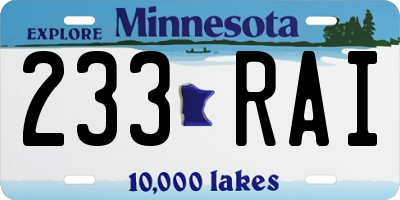 MN license plate 233RAI