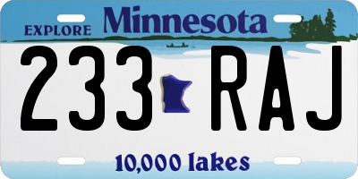 MN license plate 233RAJ