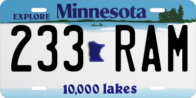 MN license plate 233RAM