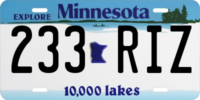MN license plate 233RIZ