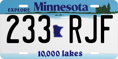 MN license plate 233RJF