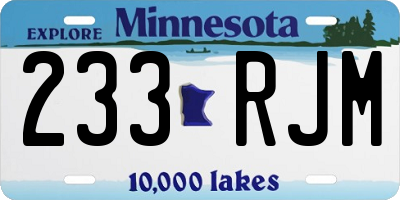 MN license plate 233RJM