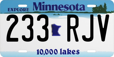 MN license plate 233RJV