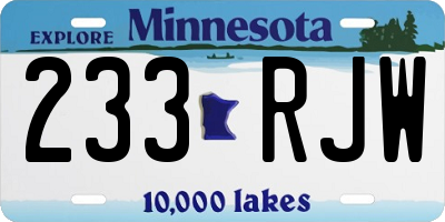 MN license plate 233RJW