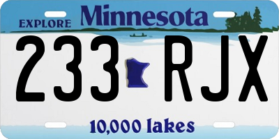 MN license plate 233RJX