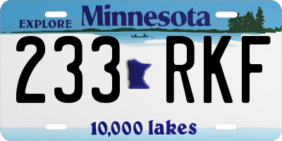 MN license plate 233RKF