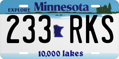 MN license plate 233RKS