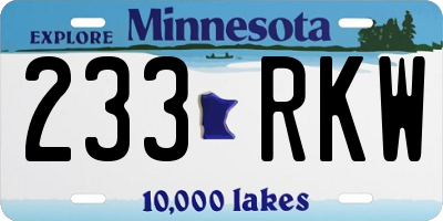 MN license plate 233RKW