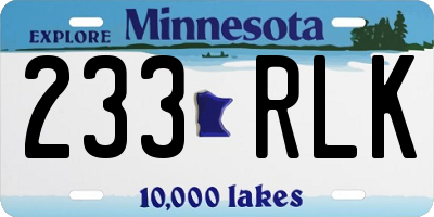 MN license plate 233RLK