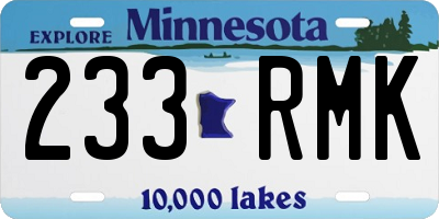 MN license plate 233RMK