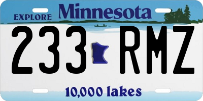 MN license plate 233RMZ