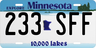 MN license plate 233SFF