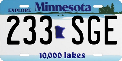 MN license plate 233SGE