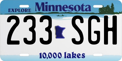MN license plate 233SGH
