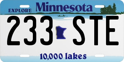 MN license plate 233STE