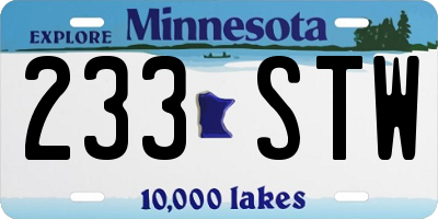 MN license plate 233STW