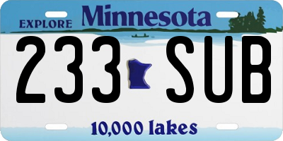 MN license plate 233SUB
