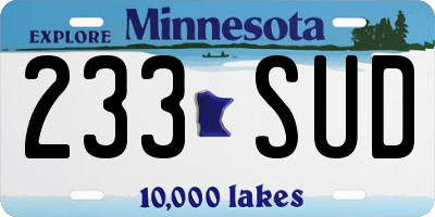 MN license plate 233SUD