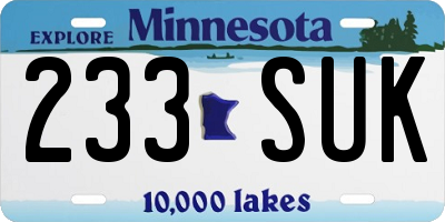 MN license plate 233SUK