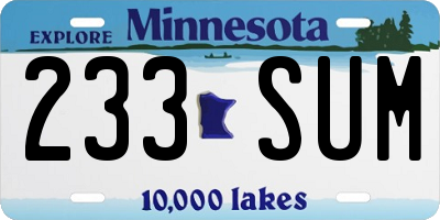 MN license plate 233SUM