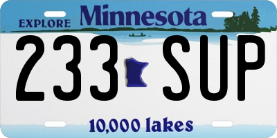 MN license plate 233SUP