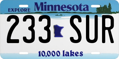 MN license plate 233SUR